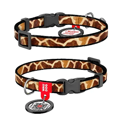 Нашийник для котів та дрібних порід собак нейлоновий «Жираф», XS WAUDOG Nylon Collar Giraffe