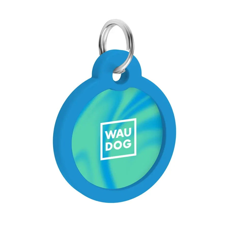 Адресник для собак и котов металлический, круг «Градиент голубой», L WAUDOG Smart ID Tag Blue Gradient