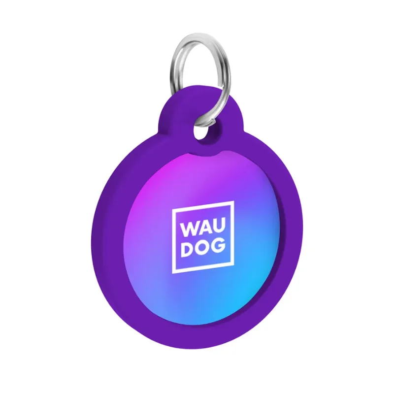 Адресник для собак і котів металевий, коло «Градієнт фіолетовий», L WAUDOG Smart ID Tag Purple Gradient