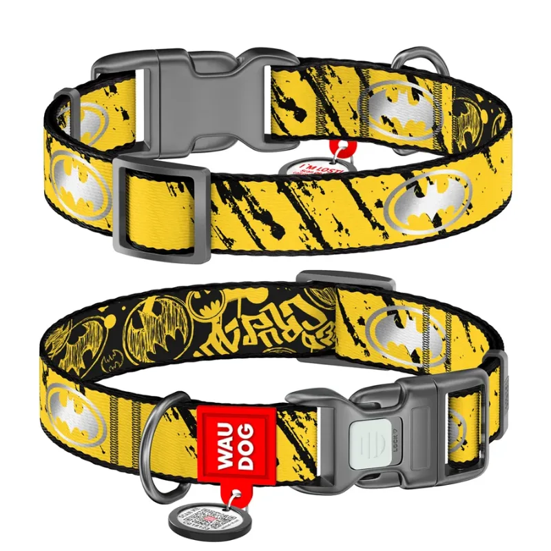 Ошейник для собак нейлоновый, светоотражающий «Бэтмен Эскиз», M WAUDOG Nylon DC Comics Collar Batman Sketch