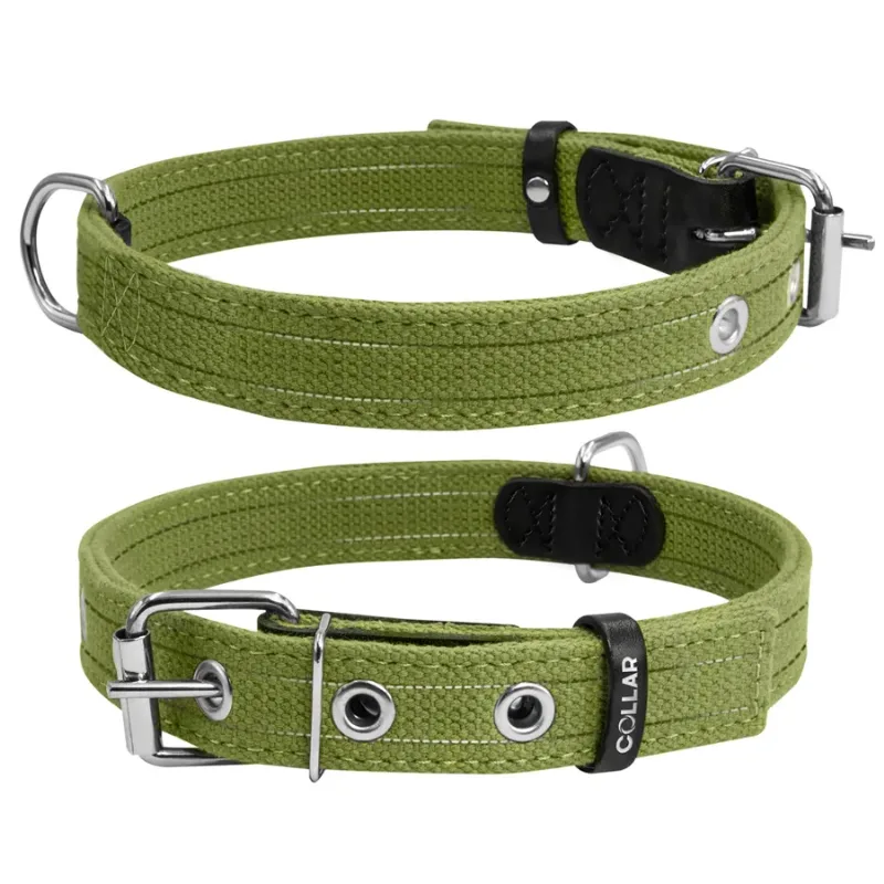 Нашийник для собак бавовняна тасьма Брезент подвійний, S Collar Canvas Collar