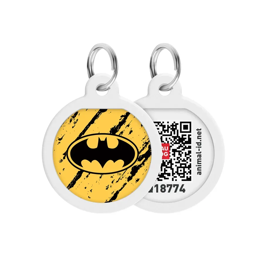 Адресник для собак і котів металевий, коло «Бетмен ескіз», S WAUDOG Smart ID Tag Batman Sketch