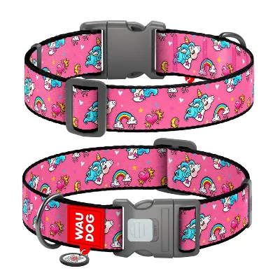 Нашийник для собак нейлоновий «Єдиноріг», XXL WAUDOG Nylon Collar Unicorns