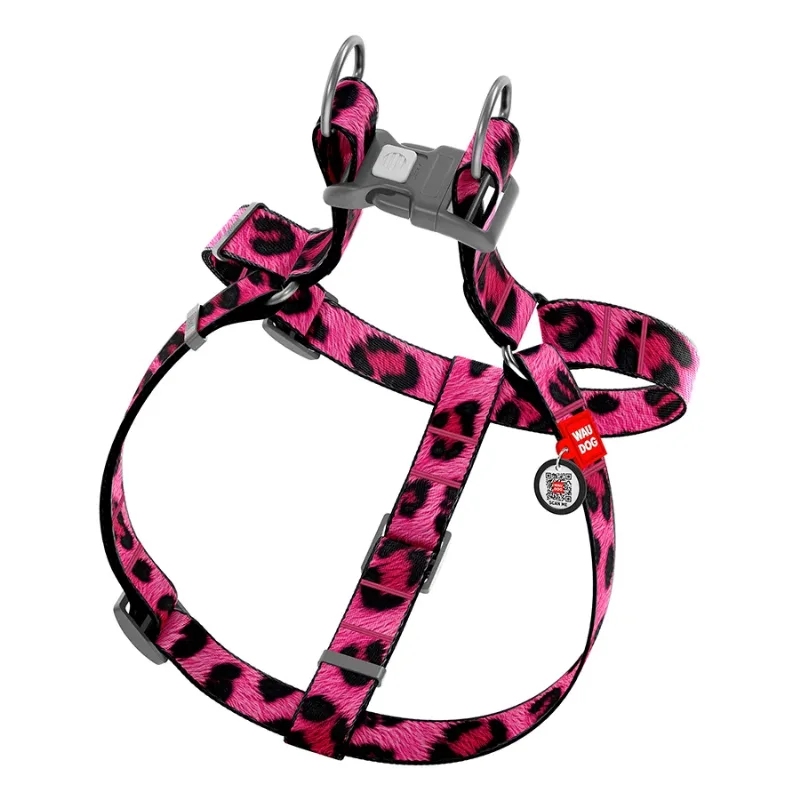Шлея для собак «Леопард розовый», M WAUDOG Nylon Harness Pink Leopard