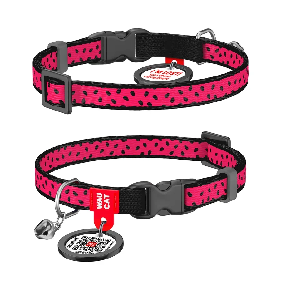 Нашийник для котів нейлоновий «Кавун», XS WAUCAT Nylon Collar Watermelon