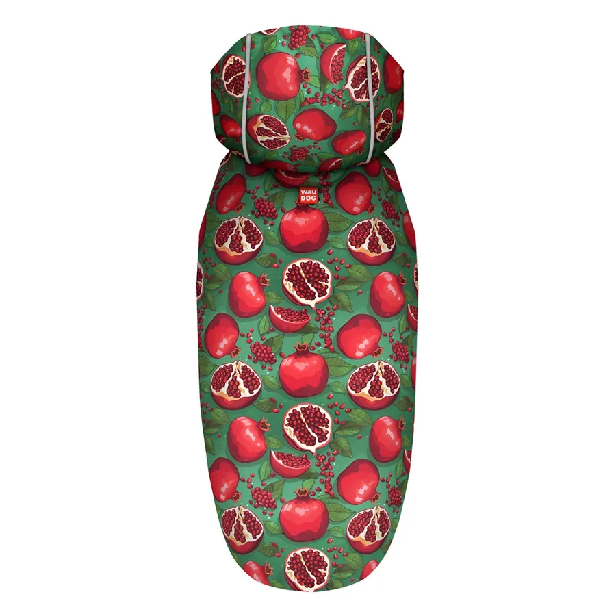 Дождевик-накидка с капюшоном для собак «Гранаты», XXS WAUDOG Clothes Dog Raincoat Pomegranates