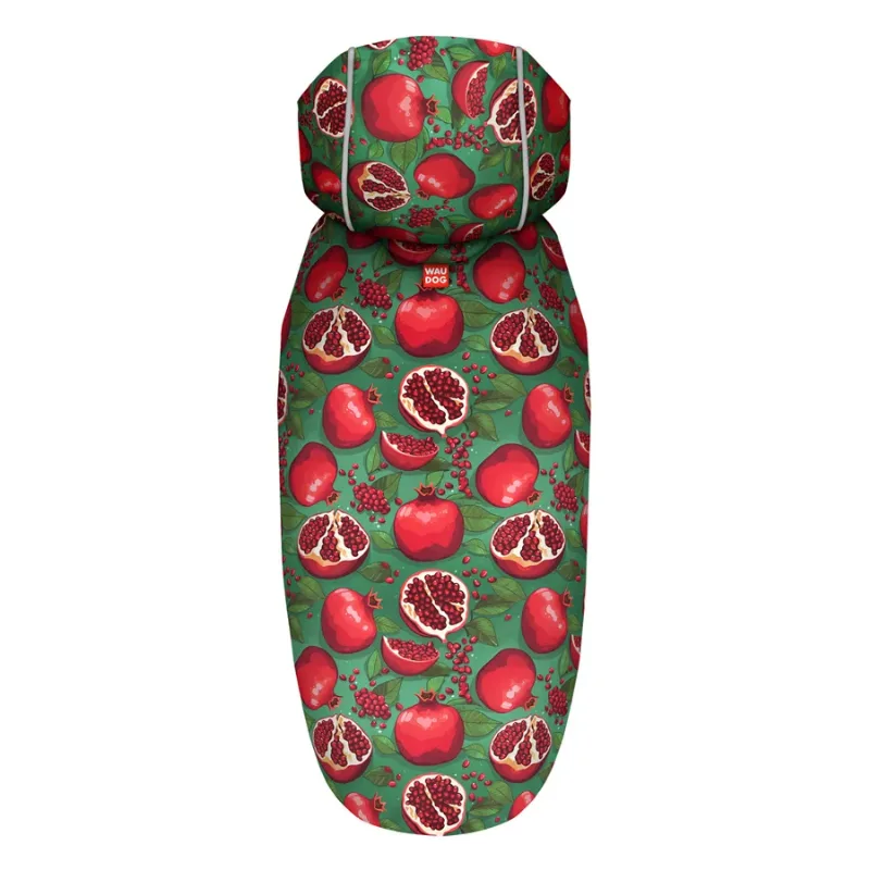 Дождевик-накидка с капюшоном для собак «Гранаты», XXS WAUDOG Clothes Dog Raincoat Pomegranates
