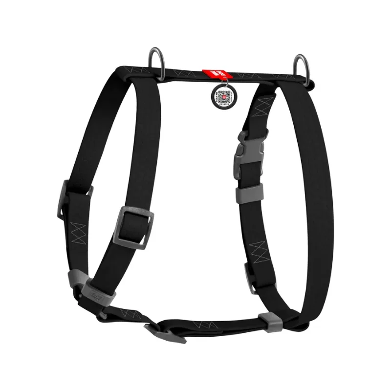 Шлея для собак водостойкая анатомическая Н-образная, M, черный WAUDOG Waterproof Anatomic Harness