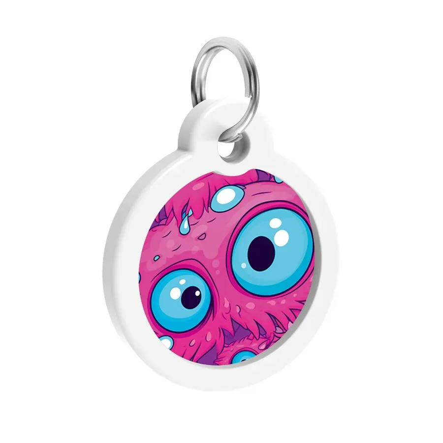 Адресник для собак и котов металлический, круг «Глаз монстра», L WAUDOG Smart ID Tag Monster Eye