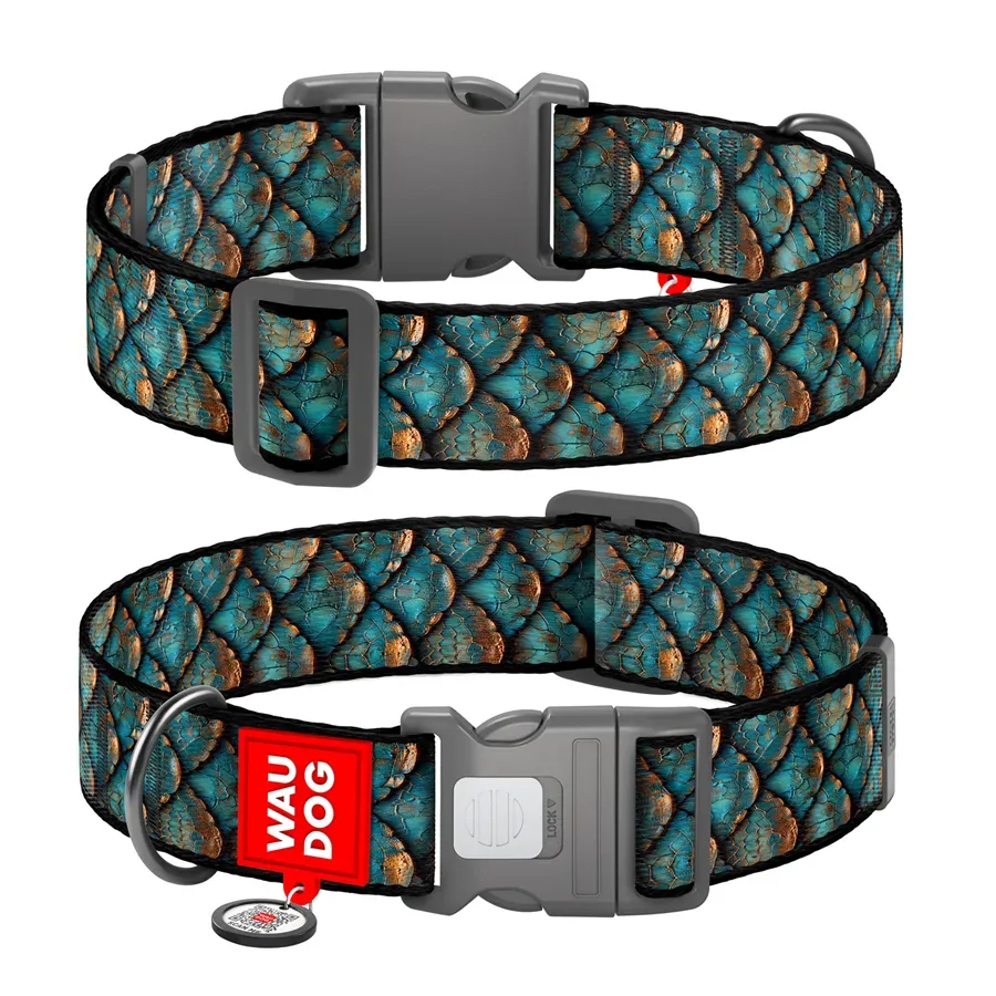 Нашийник для собак нейлоновий «Луска», XL WAUDOG Nylon Collar Scales