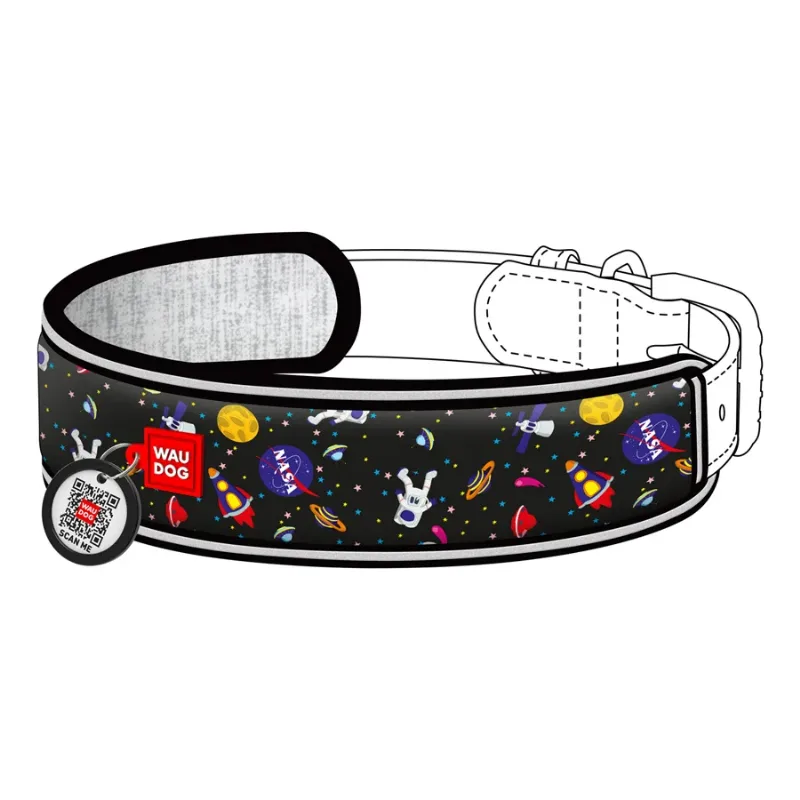 Ергономічна накладка на нашийник, для ширини нашийника 10-15 мм «NASA», XS-S WAUDOG Nylon Collar Pad NASA