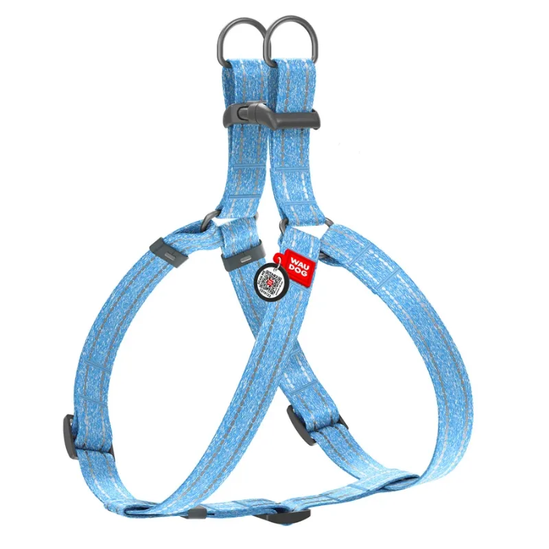 Шлея з відновленої бавовни, світловідбивна, S, блакитний WAUDOG Re-cotton Harness