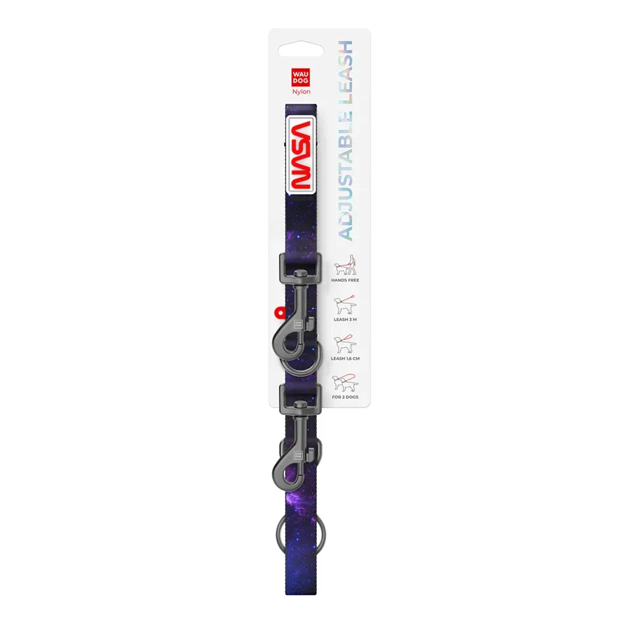 Повідець-перестібка для собак «NASA21», M WAUDOG Nylon Adjustable Leash NASA21