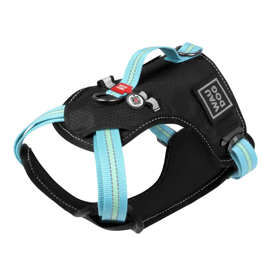 Шлея для собак безопасная, XL, голубой WAUDOG Nylon Harness