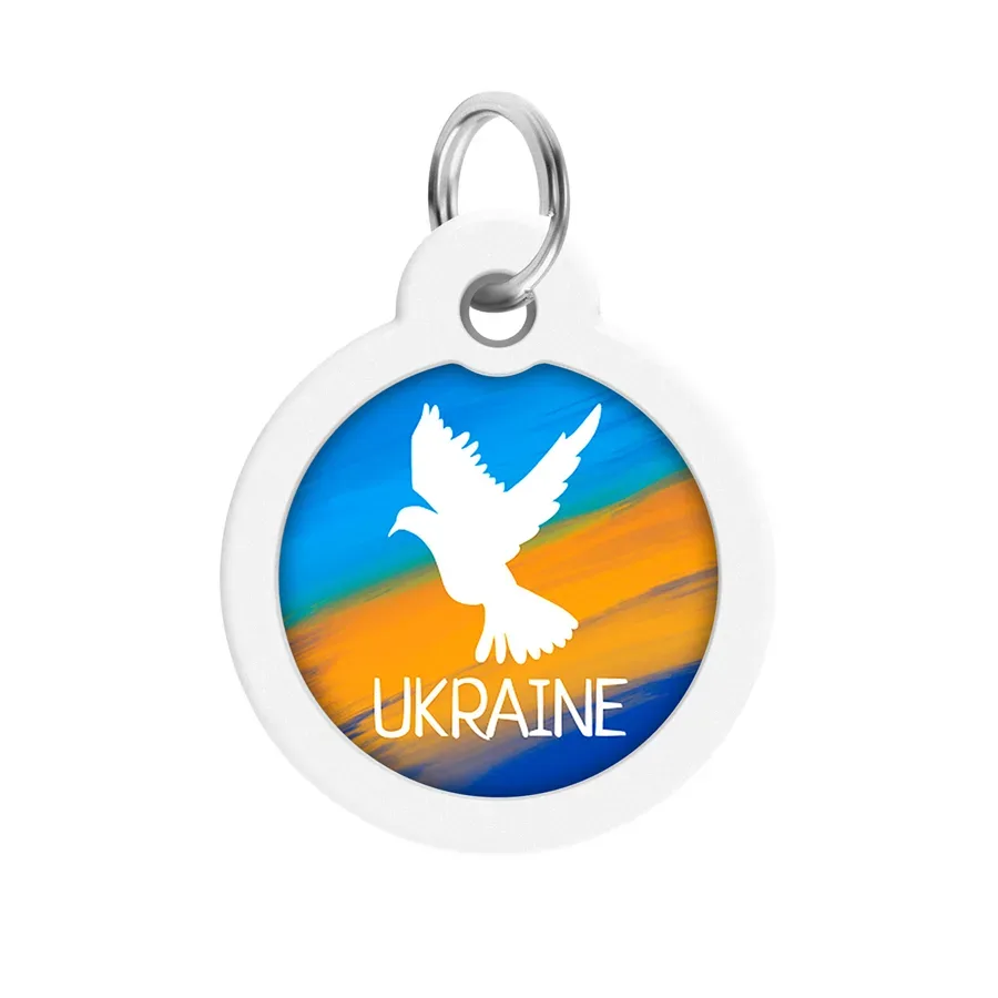 Адресник для собак і котів металевий, коло «Прапор», L WAUDOG Smart ID Tag Flag