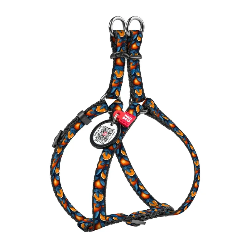 Шлея для котов и мелких пород собак «Апельсины», XS WAUDOG Nylon Harness Oranges