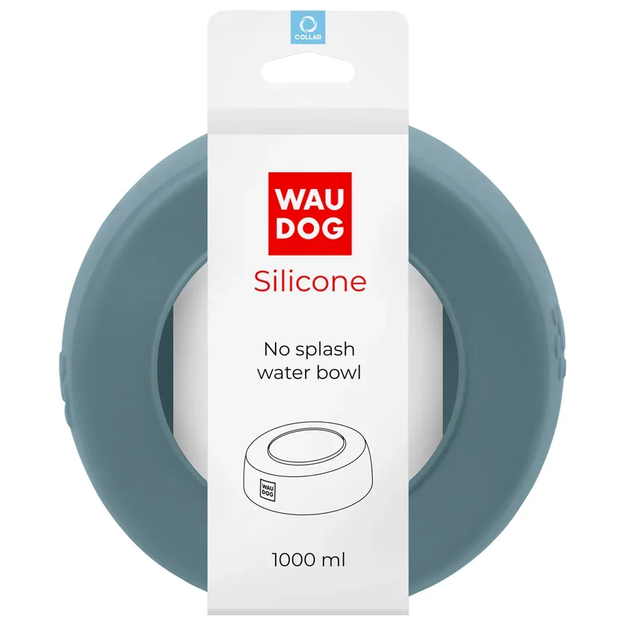 Миска-непроливайка 1 л, сірий WAUDOG Silicone Bowl