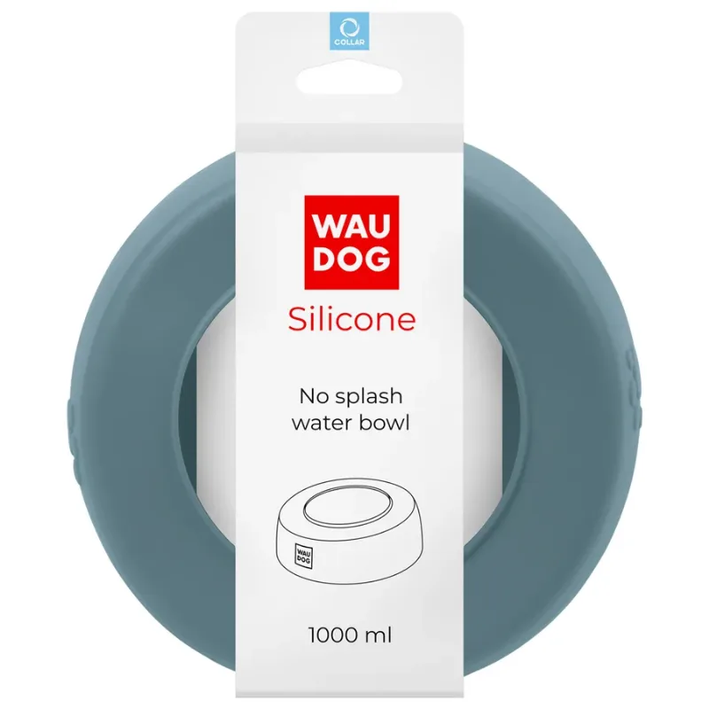 Миска-непроливайка 1 л, сірий WAUDOG Silicone Bowl