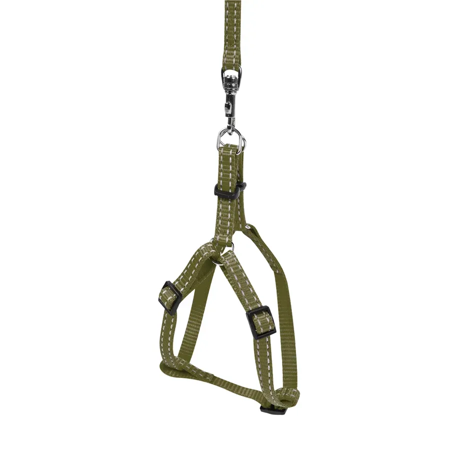 Шлея нейлоновая регулируемая с поводком, XS, хаки Dog Extreme Harness with Leash