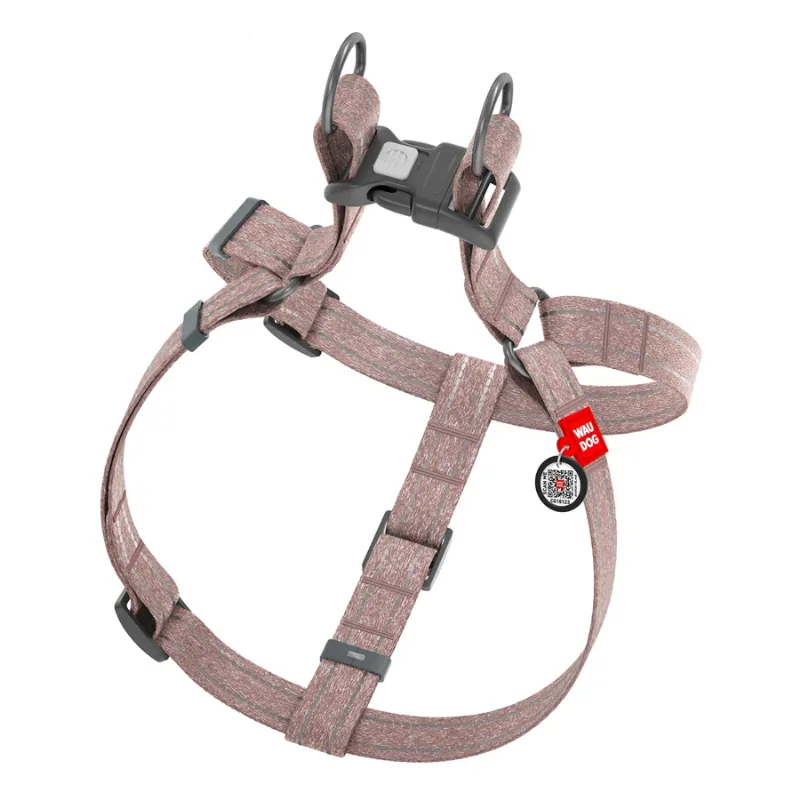 Шлея из восстановленного хлопка, светоотражающая, S, коричневый WAUDOG Re-cotton Harness