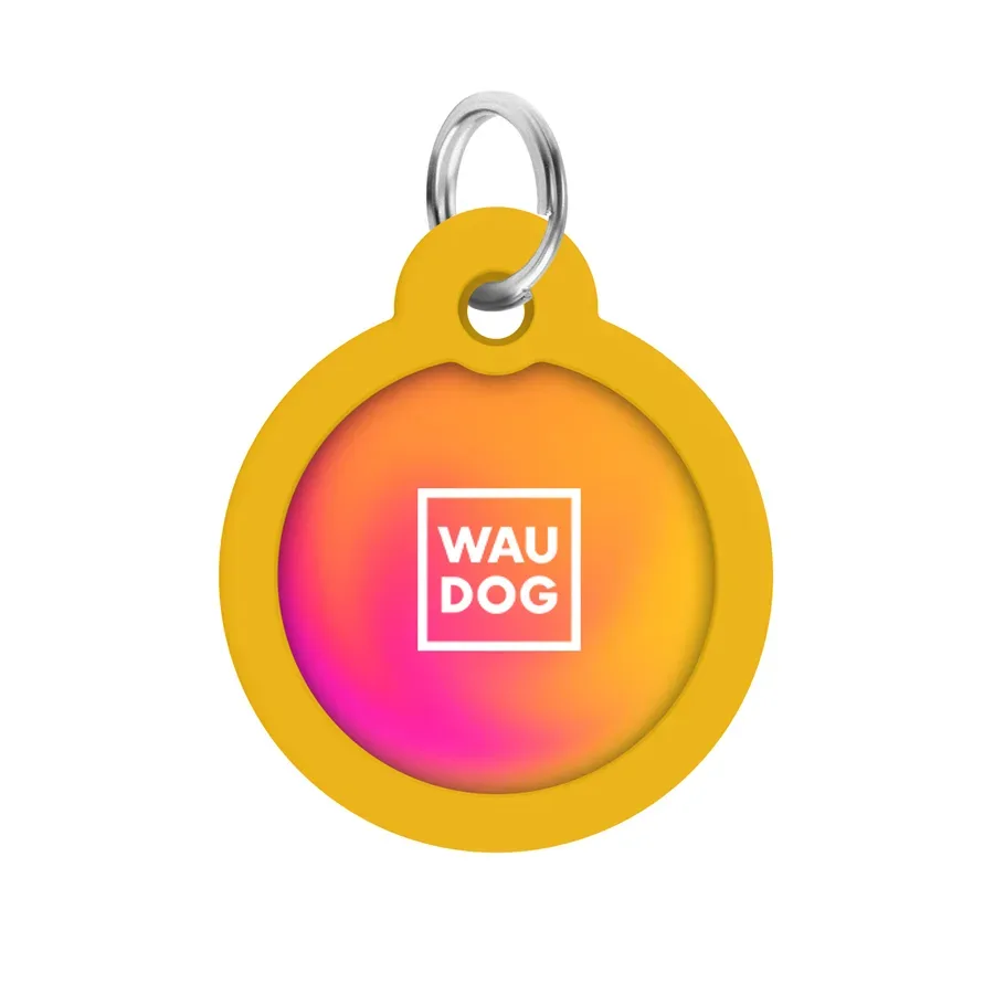 Адресник для собак і котів металевий, коло «Градієнт помаранчевий», L WAUDOG Smart ID Tag Orange Gradient