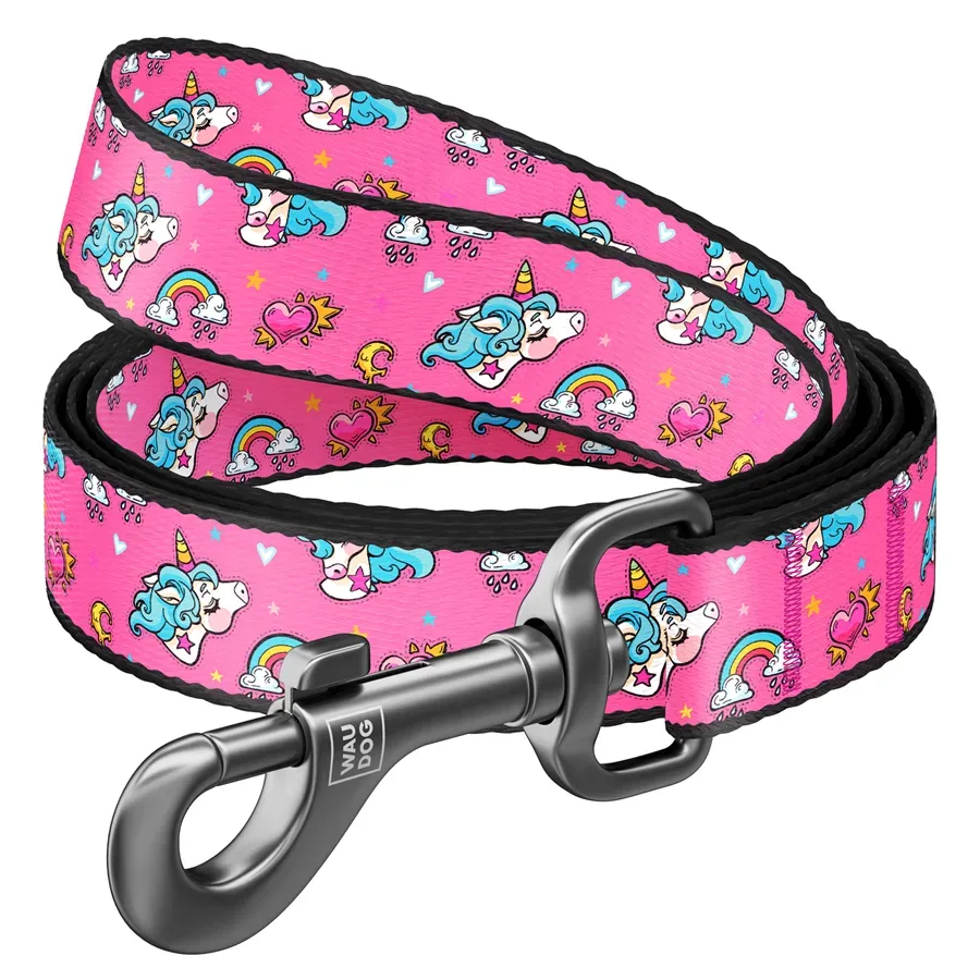 Поводок для собак нейлоновый «Единороги», S WAUDOG Nylon Leash Unicorns