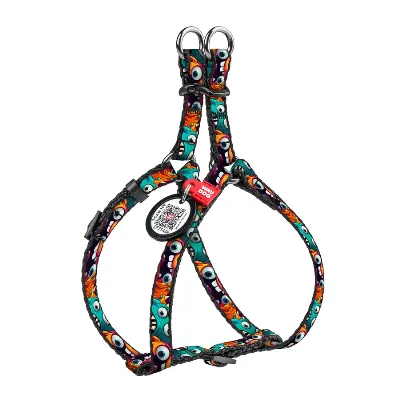 Шлея для котов и мелких пород собак «Зубастые монстры», XS WAUDOG Nylon Harness Toothy Monsters