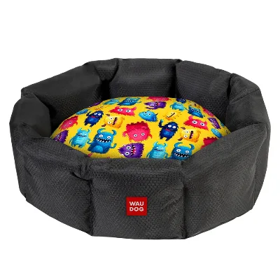 Лежанка для собак «Мохнаті монстри», L WAUDOG Relax Pet Bed with Cushion Furry Monsters