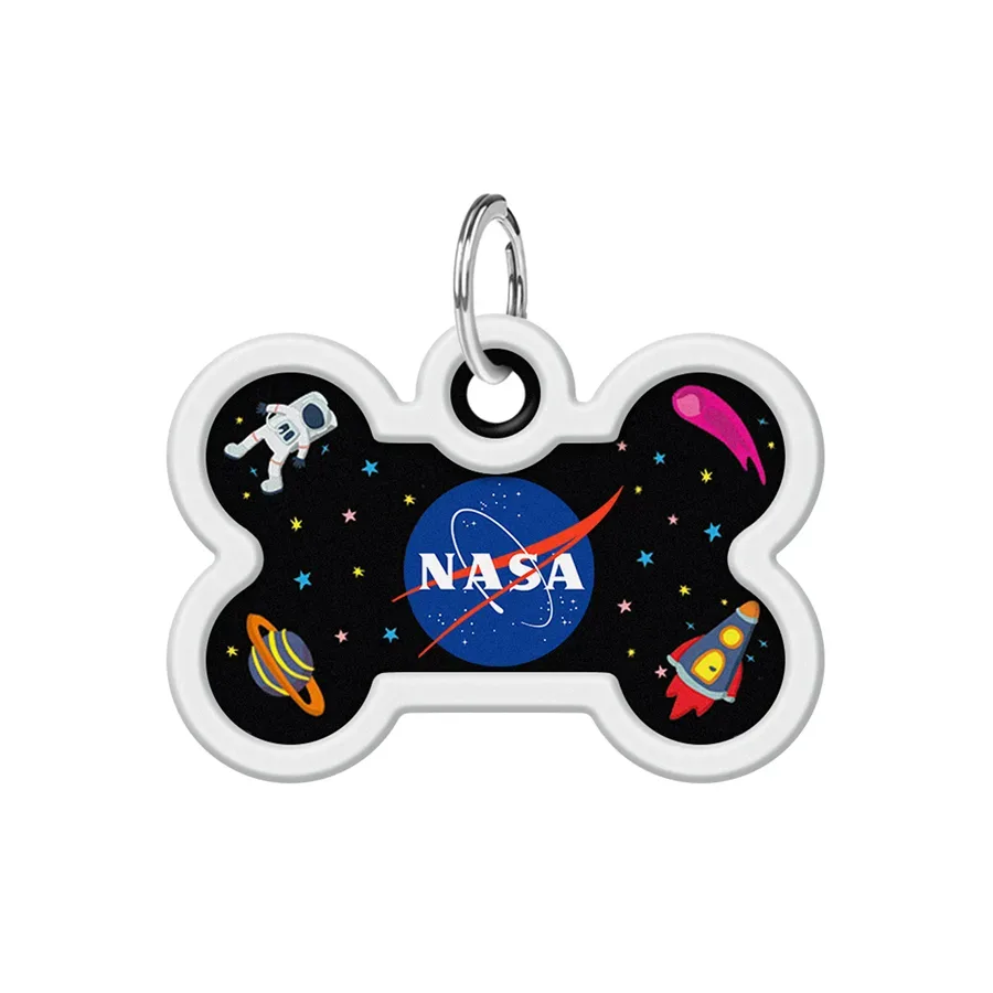 Адресник для собак и котов металлический, кость «NASA», M WAUDOG Smart ID Tag NASA
