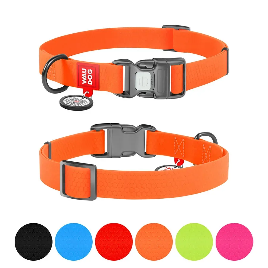 Нашийник для собак водостійкий, пластикова пряжка, XL, помаранчевий WAUDOG Waterproof Collar