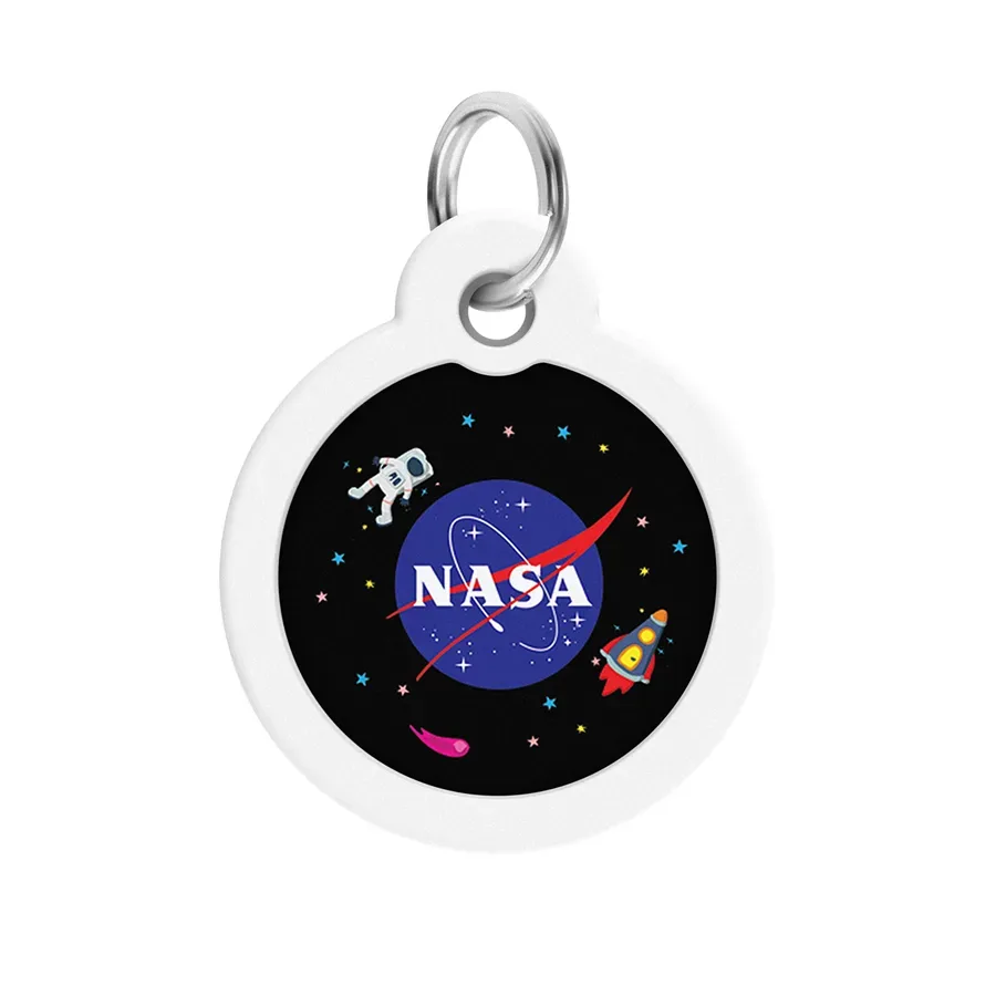 Адресник для собак и котов металлический, круг «NASA», L WAUDOG Smart ID Tag NASA