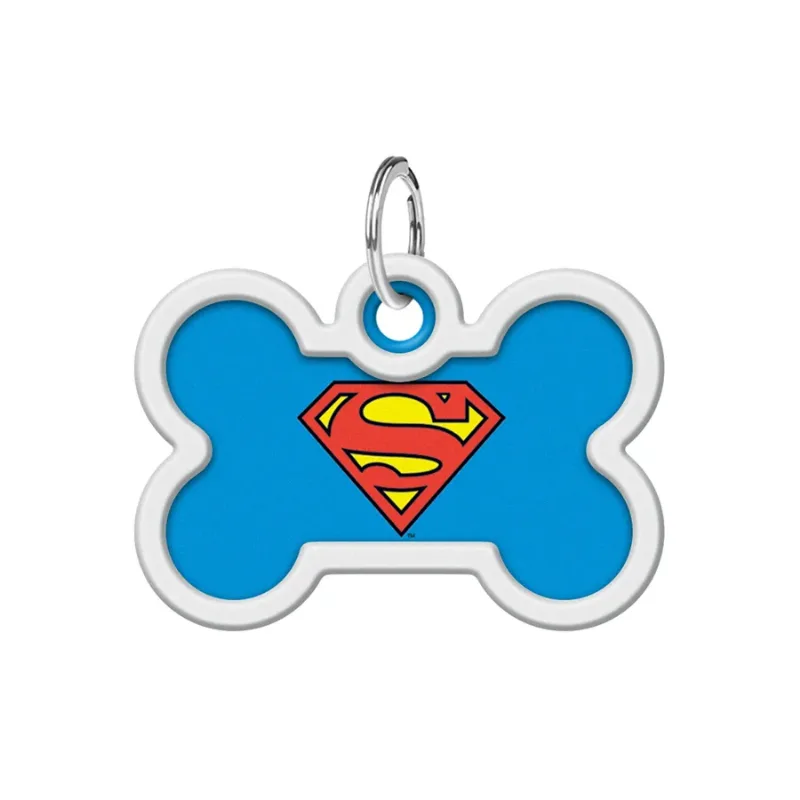 Адресник для собак и котов металлический, кость «Супермен-герой», M WAUDOG Smart ID Tag Superman Hero