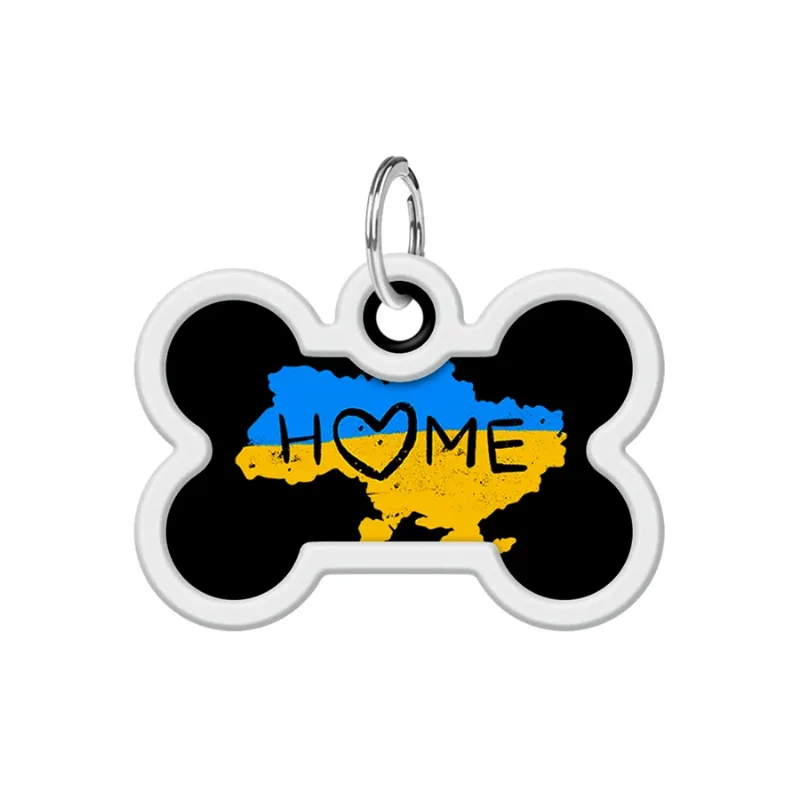 Адресник для собак і котів металевий, кістка «Дім», M WAUDOG Smart ID Tag Home