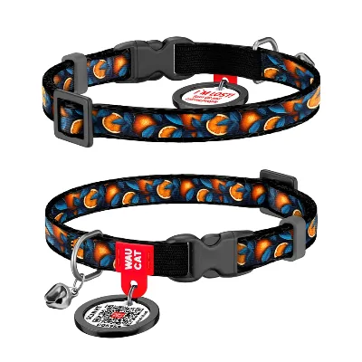 Нашийник для котів нейлоновий «Апельсини», XS WAUCAT Nylon Collar Oranges