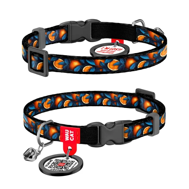 Нашийник для котів нейлоновий «Апельсини», XS WAUCAT Nylon Collar Oranges