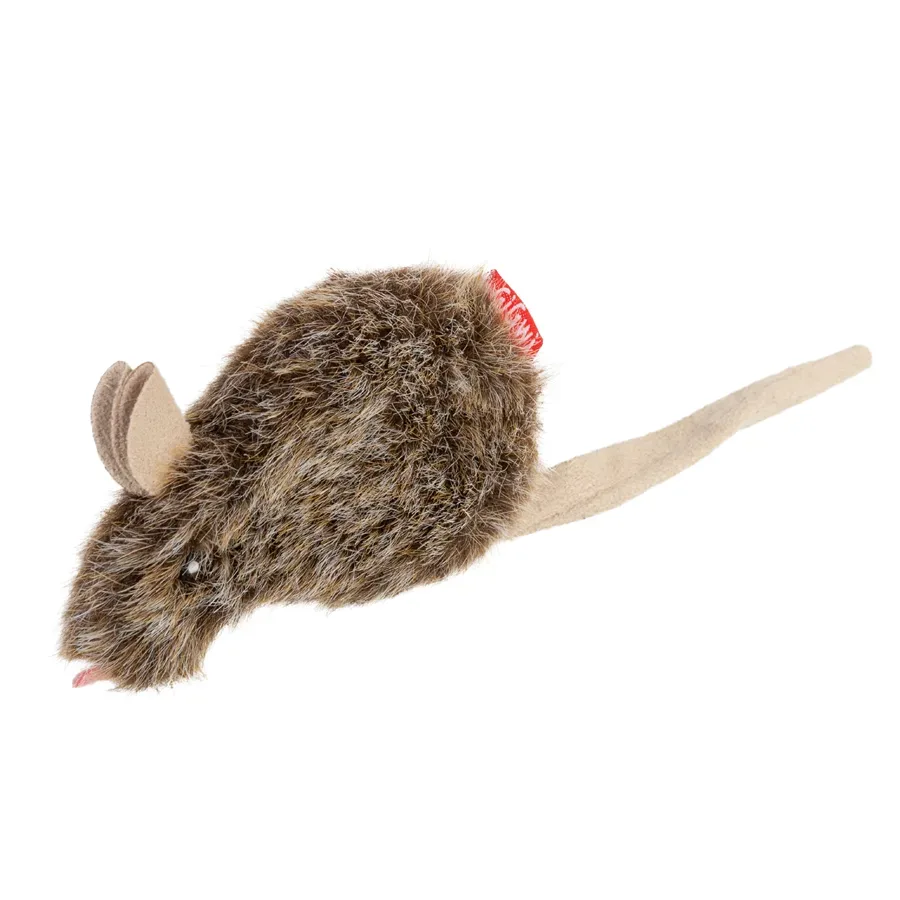Іграшка для котів Мишка, штучне хутро, 10 см, коричневий GiGwi Refillable Catnip Mouse Teaser Wand