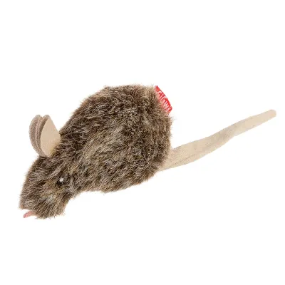 Іграшка для котів Мишка, штучне хутро, 10 см, коричневий GiGwi Refillable Catnip Mouse Teaser Wand