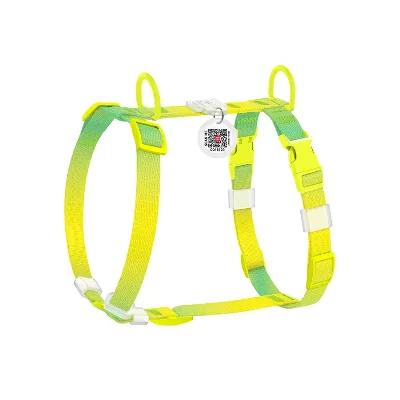 Шлея для собак анатомическая H-образная, градиент, XS, салатовый WAUDOG Nylon Recycled Harness