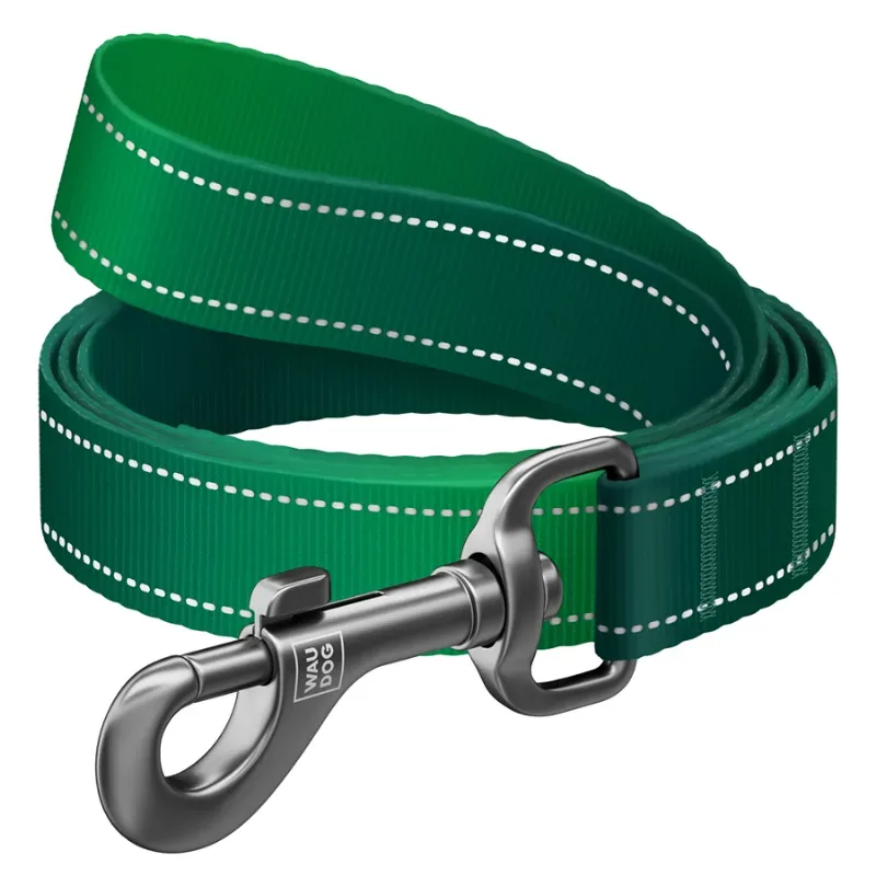 Поводок для собак нейлоновый светоотражающий, 20 мм × 300 см, M, зеленый WAUDOG Nylon Mono Leash