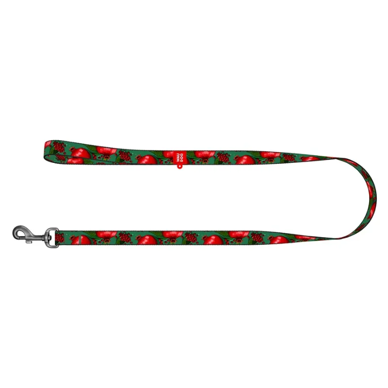 Повідець для собак нейлоновий «Гранати», 25 мм × 122 см, L-XXL WAUDOG Nylon Leash Pomegranates