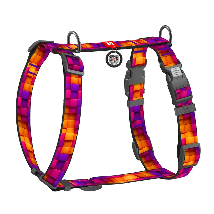 Шлея для собак анатомічна H-подібна «Куби 3Д», S WAUDOG Nylon Anatomic Harness 3D Cubes