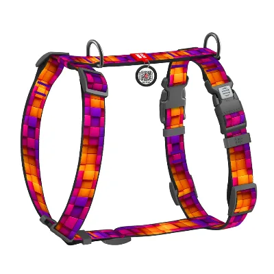Шлея для собак анатомічна H-подібна «Куби 3Д», S WAUDOG Nylon Anatomic Harness 3D Cubes