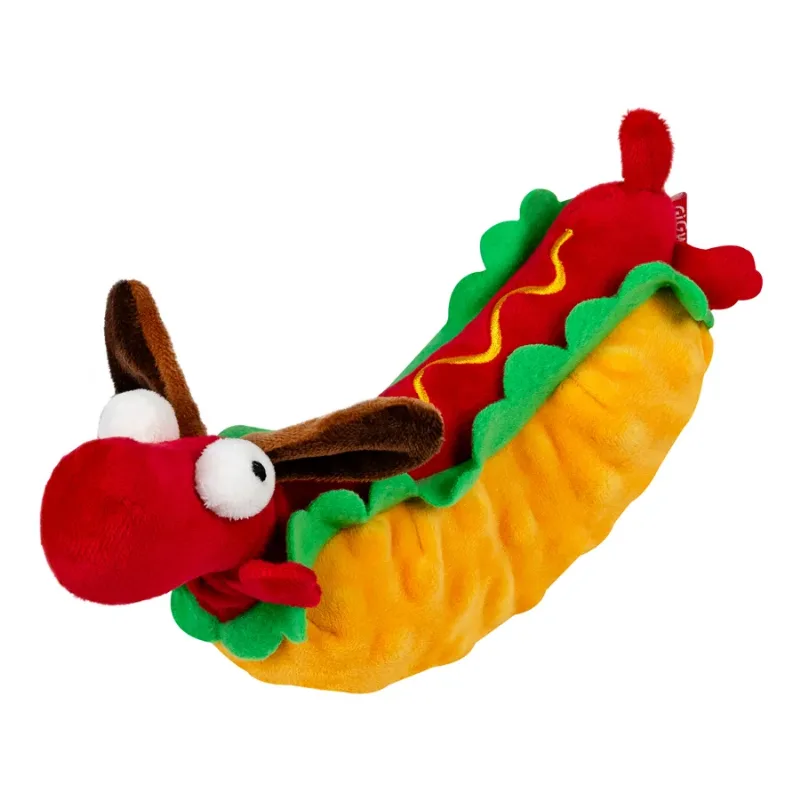 Игрушка для собак Хот-Дог с пищалкой, текстиль, плюш, 24 см GiGwi Foody Friends Hot Dog Toy