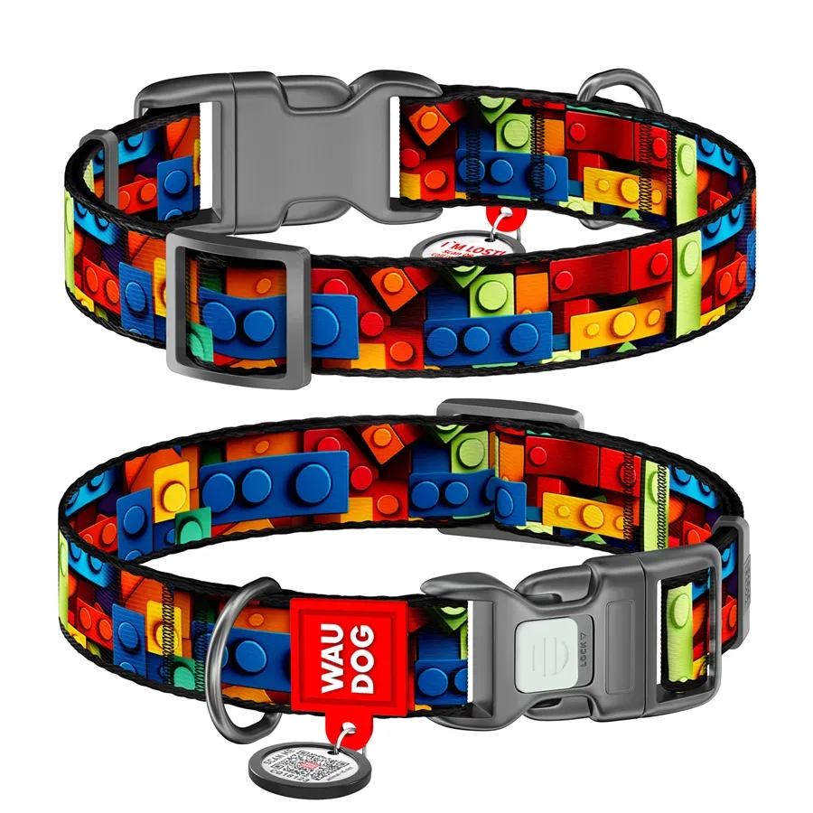 Нашийник для собак нейлоновий «Блоки», M WAUDOG Nylon Collar Blocks
