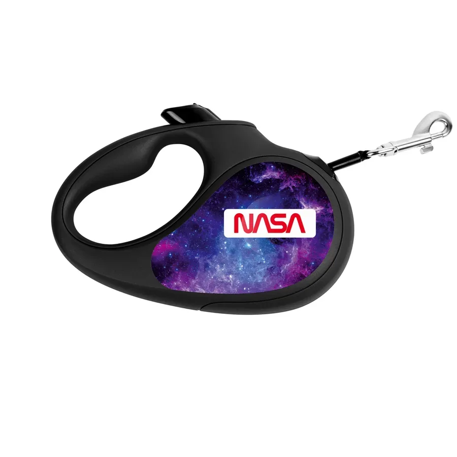 Повідець-рулетка для собак, до 12 кг, 3 м, світловідбивна стрічка «NASA21», XS, чорний WAUDOG R-leash Retractable Leash NASA21