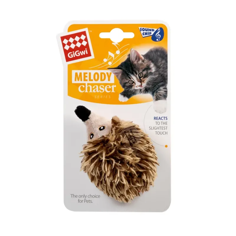Іграшка для котів Їжачок з електронним чипом, штучне хутро, 10 см GiGwi Melody chaser Hedgehog Sound Chip Toy