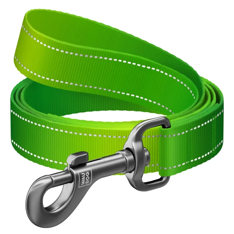 Поводок для собак нейлоновый светоотражающий, 20 мм × 300 см, M, салатовый WAUDOG Nylon Mono Leash