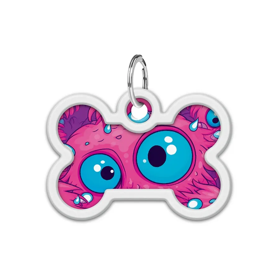 Адресник для собак і котів металевий, кістка «Око монстра», M WAUDOG Smart ID Tag Monster Eye