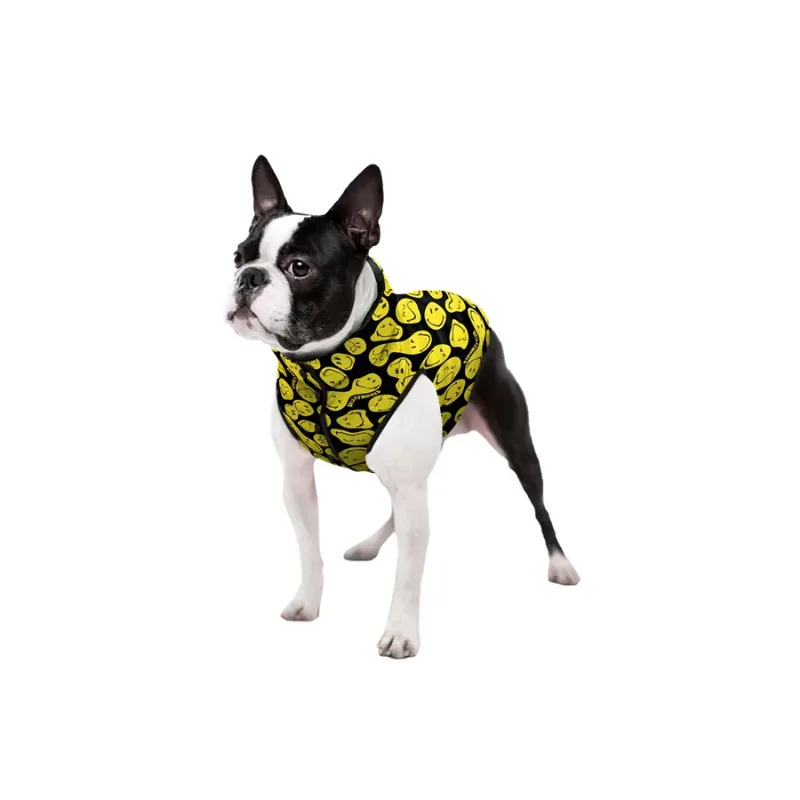 Курточка для собак «Смайлы на черном», L65 WAUDOG Clothes Dog Jacket Smileys on Black
