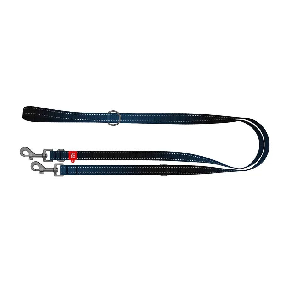 Повідець-перестібка для собак, світловідбивний, M, чорний WAUDOG Nylon Mono Adjustable Leash